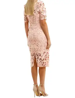 Melbourne Cup Day Best Dress - Thurley Utopia Lace Midi Dress in Seashell Pink with choice of 1 fascinator  for rent on The Volte - image 3