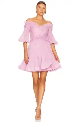 Zimmermann Pleated Off Shoulder Mini Dress Lilac Size 2 / AU 12 for rent on The Volte - image 2