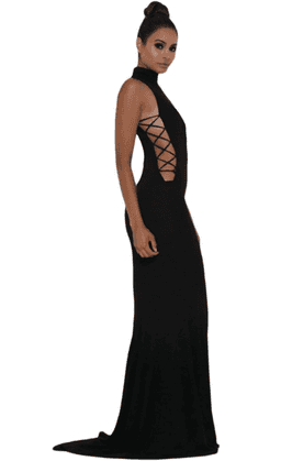 Abyss By Abby Black Halter Gown 8 for rent on The Volte - image 1