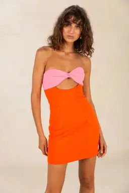 Misha Collection Mikel Bonded Mini Dress Pink Lemonade/Tangerine Size 10