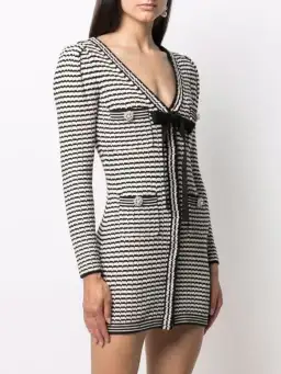 Self Portrait Stripe-detail Knitted Dress Black/White Size S/Au 8  for rent on The Volte - image 2