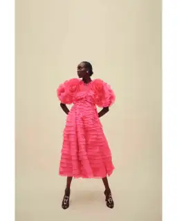 AJE Amour Ruffle Midi Dress in Berry Size 16