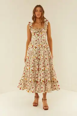 Palm Noosa Leon Dress in Tomato Tiles Print Size 6 for rent on The Volte - image 1