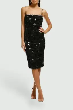 Carla Zampatti Romance of Rome Slip Dress in Black Size 10
