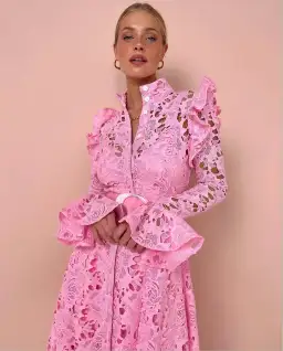 Leo Lin Aliyah Midi Dress Candy Pink Size 12  for rent on The Volte - image 1