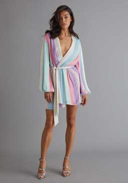 Retrofete Gabrielle Robe Pastel Stripe Size XS for rent on The Volte - image 1
