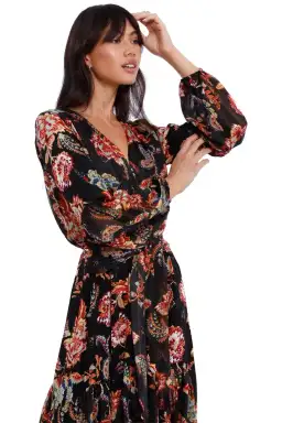 Elliatt Balance Midi Dress in Black Floral Size 14 for rent on The Volte - image 5