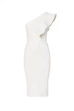 Scanlan Theodore Crepe Knit Ruffle Dress White Size AU 10 for rent on The Volte - image 3