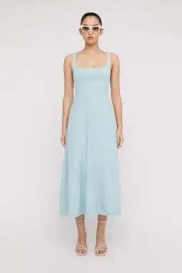 Scanlan Theodore Crepe Knit Square Neck Midi Dress Aqua Size M / AU 10 for rent on The Volte - image 1