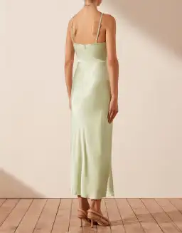 Shona Joy Angelica Keyhole Lace Front Midi Dress in Aloe Vera Size 8 for rent on The Volte - image 4