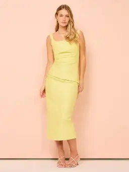 Manning Cartell Love Blossoms Raffia Midi Dress In Limoncello Size 10  for rent on The Volte - image 1