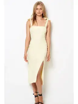 Bec & Bridge Bonita Tie Dress in Butter Size AU 6