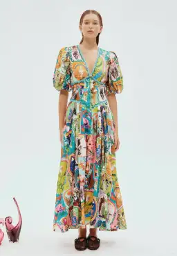 Alemais Evergreen Midi Dress Multi Size 8 