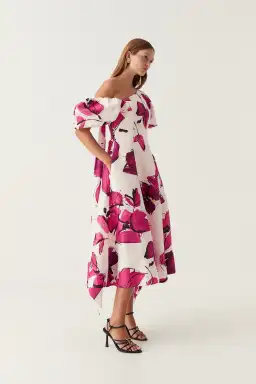 Aje Arista Tulip Sleeve Midi Dress Falling Florals Size 10 for rent on The Volte - image 1