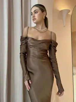 Issy Sereia Maxi Dress Brown Size 6 for rent on The Volte - image 2