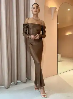 Issy Sereia Maxi Dress Brown Size 6 for rent on The Volte - image 1