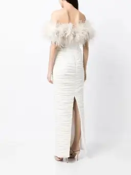 Rachel Gilbert | Zion ivory white, feather-trim Gown | White Size 10 for rent on The Volte - image 3