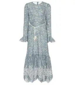 Zimmermann Carnaby Belted Broderie Anglaise-trimmed Floral-print Linen Midi Dress In Blue Print Size 14 for rent on The Volte - image 3
