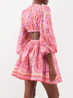 Zimmermann Halcyon Tie Front Mini Dress in Pink/Purple Paisley Size 1 / AU 10 for rent on The Volte - image 4