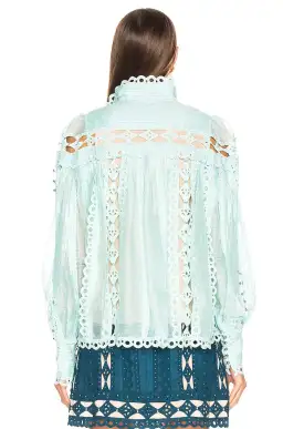 Zimmermann Moncur Studded Blouse Mint Blue Size 0 /AU 8 for rent on The Volte - image 3
