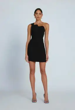 By Johnny Wave One Shoulder Mini Dress Black Size 10