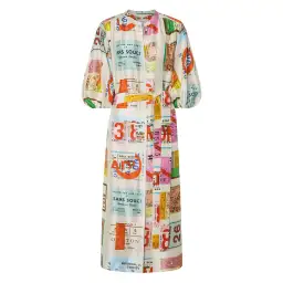Oroton Ticket Print Shirt Midi Dress Multi Print Size 16 for rent on The Volte - image 7