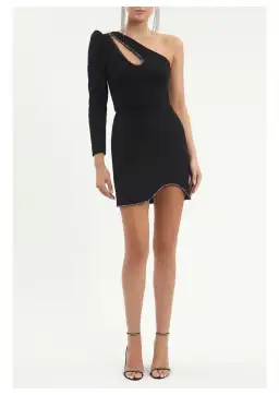 Rebecca Vallance Victoria One Sleeve Mini Dress Black Size 10 for rent on The Volte - image 1