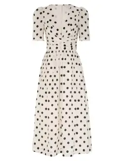 Zimmermann V Neck Midi Dress Cream/Black Dot Size 2 / AU 12 for rent on The Volte - image 3