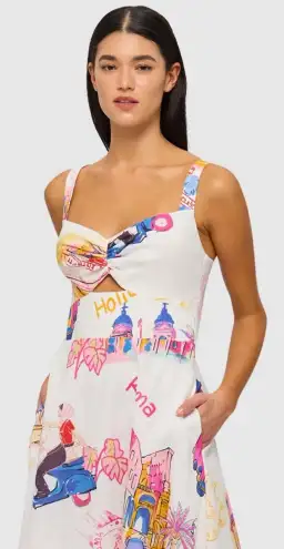 Leo Lin Lexi Ruched Bust Midi Dress in Fiesta Print Size 12 for rent on The Volte - image 4