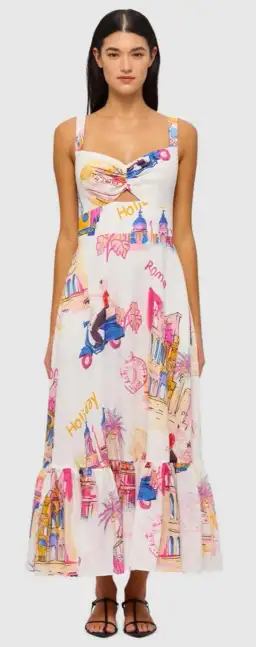Leo Lin Lexi Ruched Bust Midi Dress in Fiesta Print Size 12 for rent on The Volte - image 5