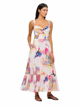 Leo Lin Lexi Ruched Bust Midi Dress in Fiesta Print Size 12 for rent on The Volte - image 1