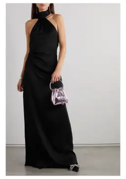 Jonathan Simkhai Vittoria Draped Satin Maxi Dress Black Size 6