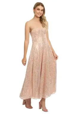 Elle Zeitoune Lana Bustier Midi Dress in Rose Gold Size 12 for rent on The Volte - image 4
