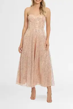 Elle Zeitoune Lana Bustier Midi Dress in Rose Gold Size 12 for rent on The Volte - image 2