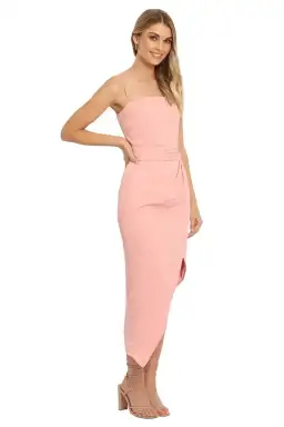 Elle Zeitoune Asymmetrical Split Midi Dress in Blush Pink Size 8 for rent on The Volte - image 2