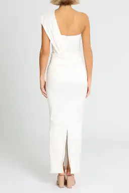 Elle Zeitoune Structured One Shoulder Midi Dress in White Size 8 for rent on The Volte - image 3
