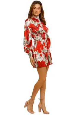 Ganni Brazilian Sand Silk Satin Mini Dress Floral Size 6 for rent on The Volte - image 2