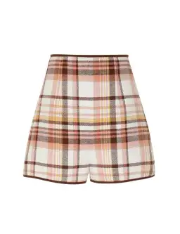 Zimmermann The Matchmaker Check Bow Bodice Size 0/Au 8 and Dance Short Size 1/Au 10 Set in Cream Check 