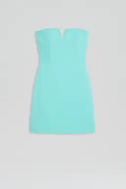 Scanlan Theodore Tailored Bustier Mini Dress in Turquoise Size 8 for rent on The Volte - image 3