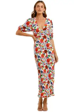 Rixo Steph Crepe Midi Dress Floral Size XS / AU 8 for rent on The Volte - image 1