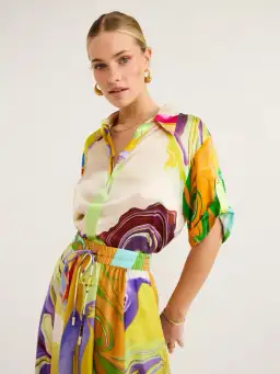 Alemais Luca Silk Shirt And Skirt Set Multi Size 6/8 for rent on The Volte - image 2