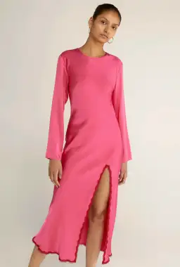 Third Form Last Dance Long Sleeve Bias Maxi Dress in Magenta Size 8 for rent on The Volte - image 2