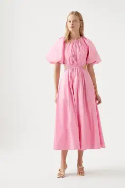 Aje Capucine Puff Sleeve Midi Dress in Bon Bon Pink
Size 10