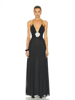 Helsa Sheer Deep V Long Dress Black Size M / Au 10 for rent on The Volte - image 1