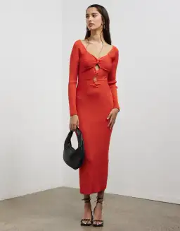 Cult Gaia Melissa Knit Midi Dress in Rouge Size 6 for rent on The Volte - image 1