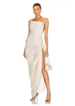 Jacquemus La Robe Saudade Longue Dress Beige Size 8 for rent on The Volte - image 1