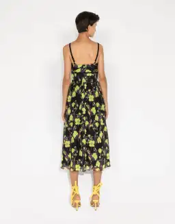 Cue Neon Rose Ruched Bodice Midi Dress Floral Size 8 for rent on The Volte - image 3