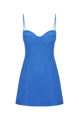 Shona Joy Irena Strapless Corded Bustier Mini Dress Blue Size 8 for rent on The Volte - image 4