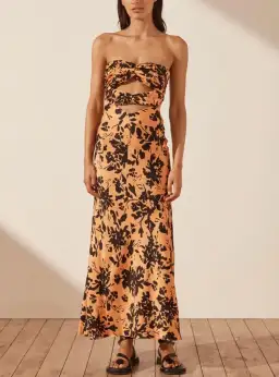 Shona Joy Solare Strapless Cut Out Ruched Dress Print Size 6 for rent on The Volte - image 2