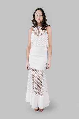 Nicholas Geo Lace Layered Gown White Size 8 for rent on The Volte - image 1